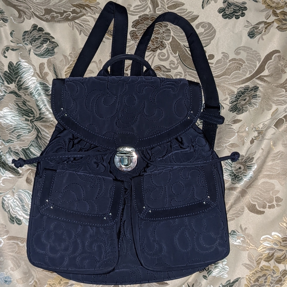 Vera Bradley Navy Blue Floral Quilted Nylon Bookbag
